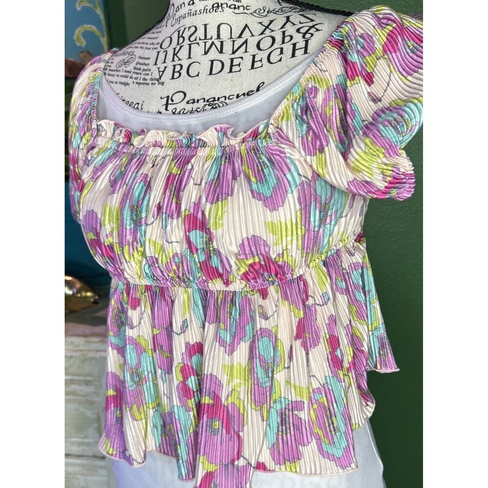 Vtg Y2K Slinky Babydoll Blouse Sz Small Spice Girl Fairy Boho Festival